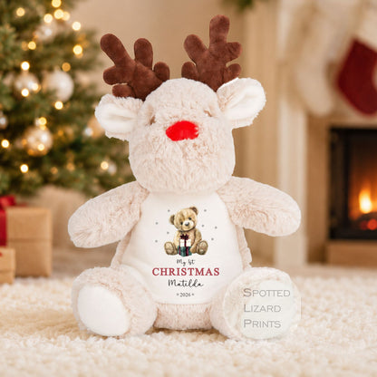 Personalised First Christmas Reindeer Teddy, First Christmas Gift, Baby 1st Christmas Keepsake - Christmas Eve Box My First Christmas Teddy