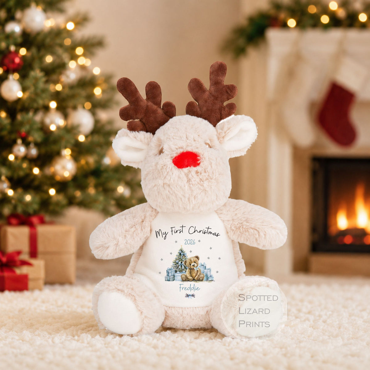 Personalised Teddy Christmas Reindeer | Babys First Xmas | 1st Christmas Keepsake | Xmas Eve Gift | Soft Toy My First Christmas Teddy