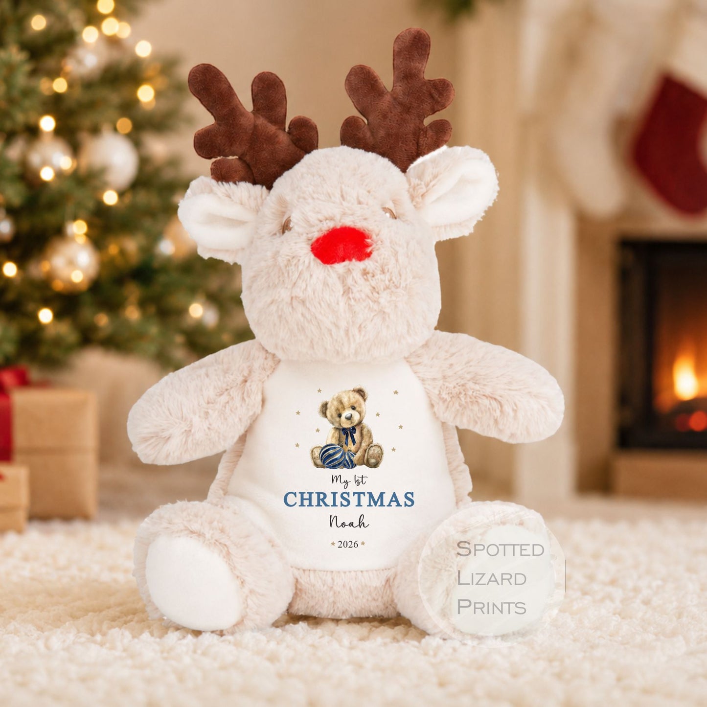 Personalised First Christmas Reindeer Teddy, First Christmas Gift, Baby 1st Christmas Keepsake - Christmas Eve Box My First Christmas Teddy