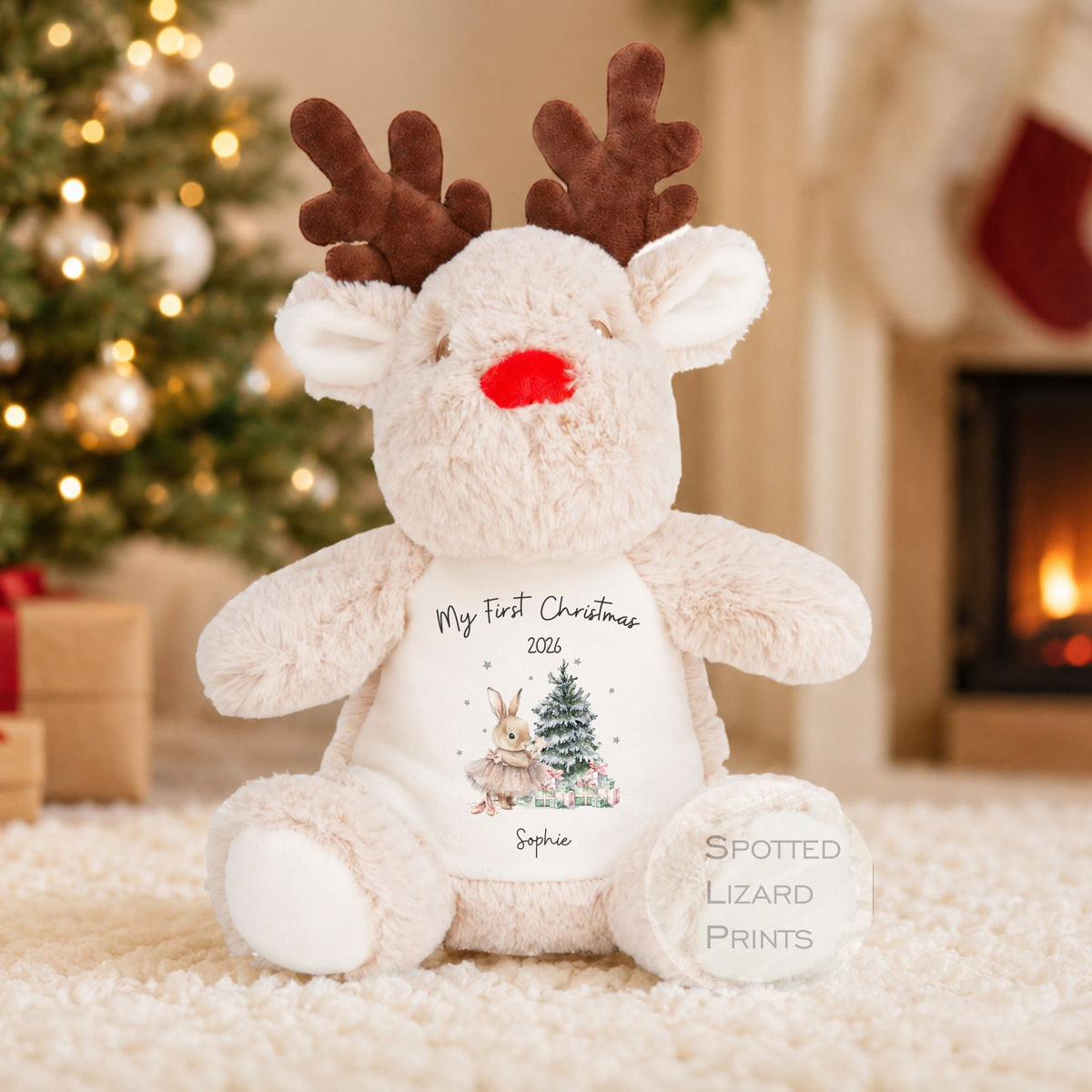 Personalised Teddy Christmas Reindeer | Babys First Xmas | 1st Christmas Keepsake | Xmas Eve Gift | Soft Toy My First Christmas Teddy