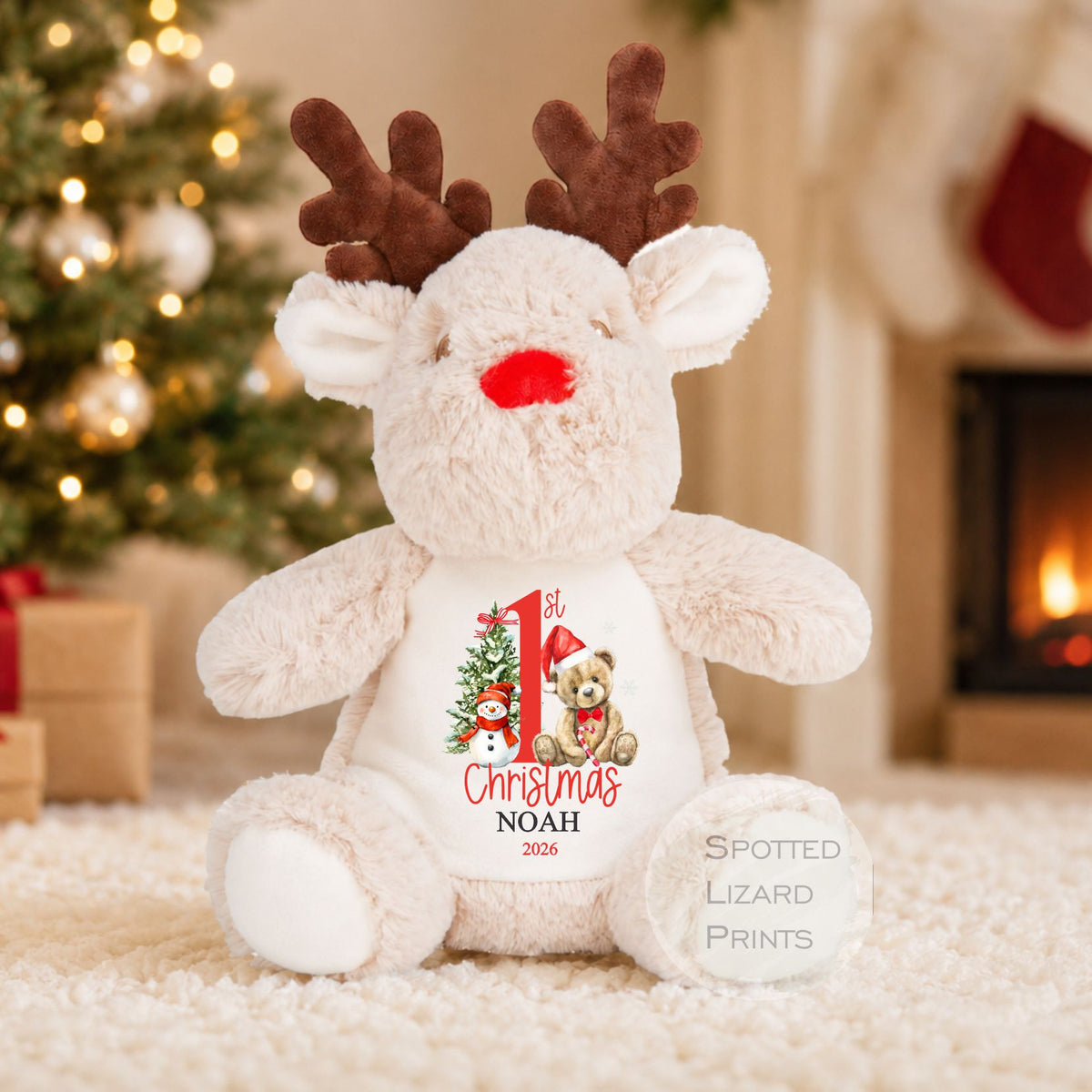 Personalised First Christmas Reindeer Teddy - First Christmas Gift - Baby 1st Christmas Keepsake - Christmas Eve Box  - Personalised Baby Gifts