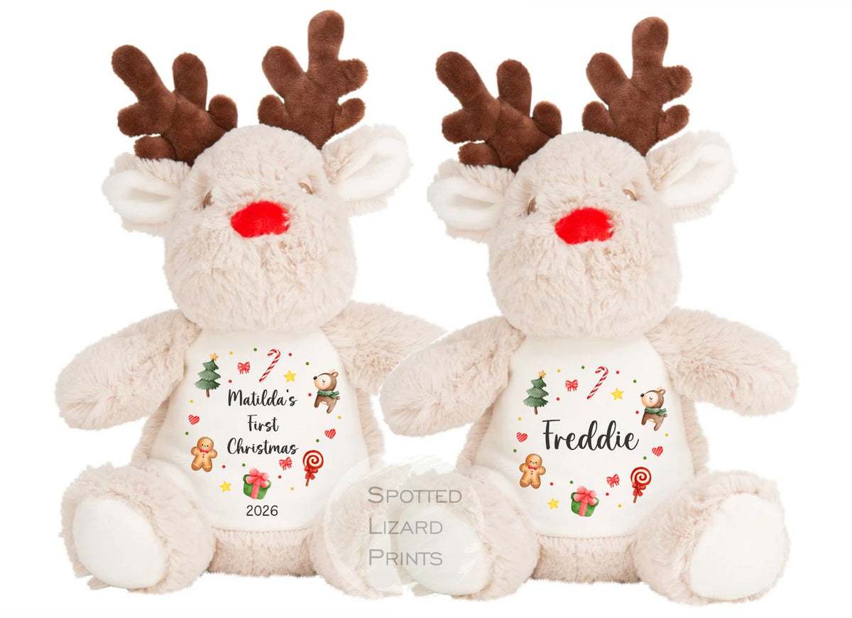 Personalised First Christmas Reindeer Teddy - First Christmas Gift - Baby 1st Christmas Keepsake - Christmas Eve Box