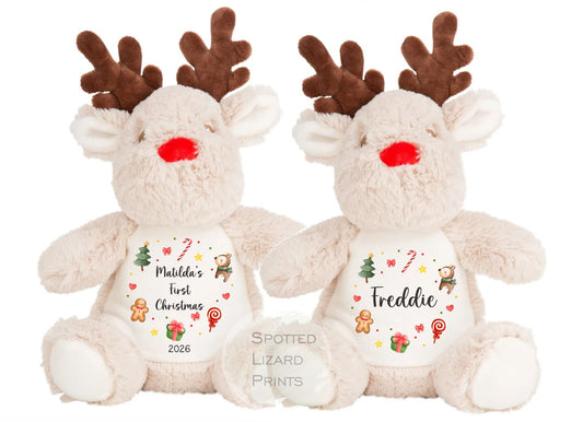 Personalised First Christmas Reindeer Teddy - First Christmas Gift - Baby 1st Christmas Keepsake - Christmas Eve Box
