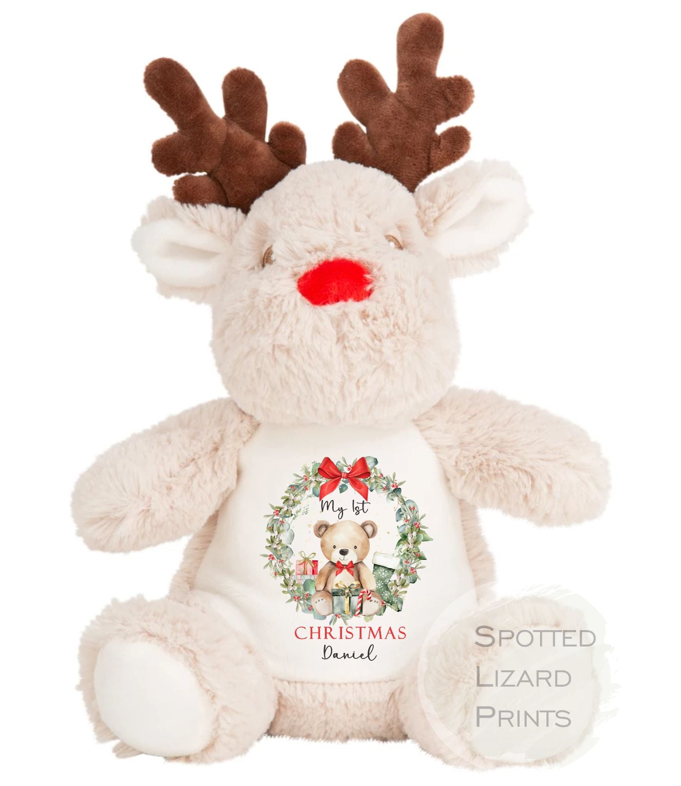 Personalised First Christmas Reindeer Teddy, First Christmas Gift, Baby 1st Christmas Keepsake - Christmas Eve Box My First Christmas Teddy