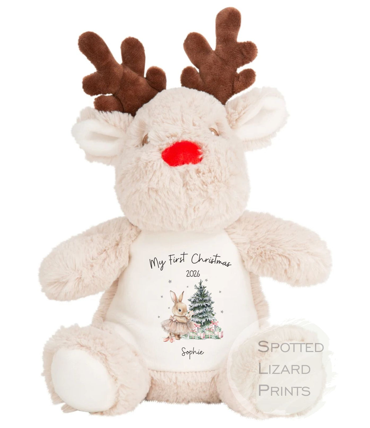 Personalised Teddy Christmas Reindeer | Babys First Xmas | 1st Christmas Keepsake | Xmas Eve Gift | Soft Toy My First Christmas Teddy