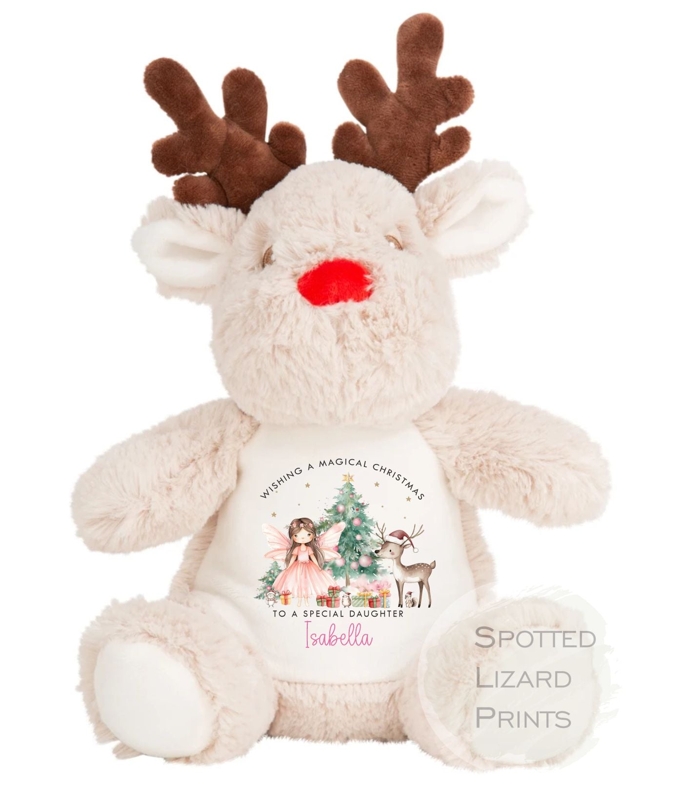 Personalised Christmas Reindeer Teddy, First Christmas Gift, Granddaughter, Niece, Daughter - Christmas Eve Box My First Christmas Teddy
