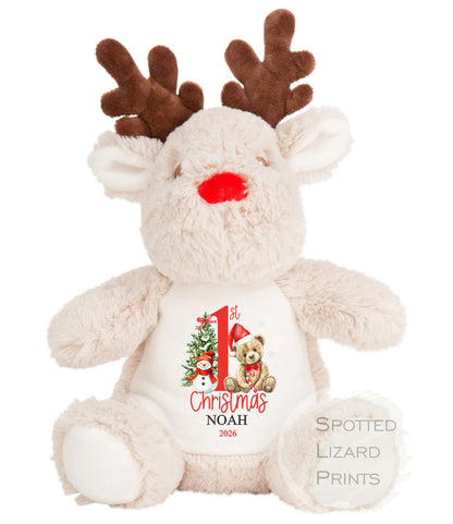 Personalised First Christmas Reindeer Teddy - First Christmas Gift - Baby 1st Christmas Keepsake - Christmas Eve Box  - Personalised Baby Gifts