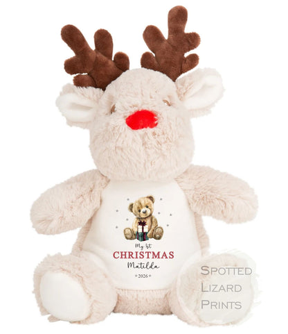 Personalised First Christmas Reindeer Teddy, First Christmas Gift, Baby 1st Christmas Keepsake - Christmas Eve Box My First Christmas Teddy