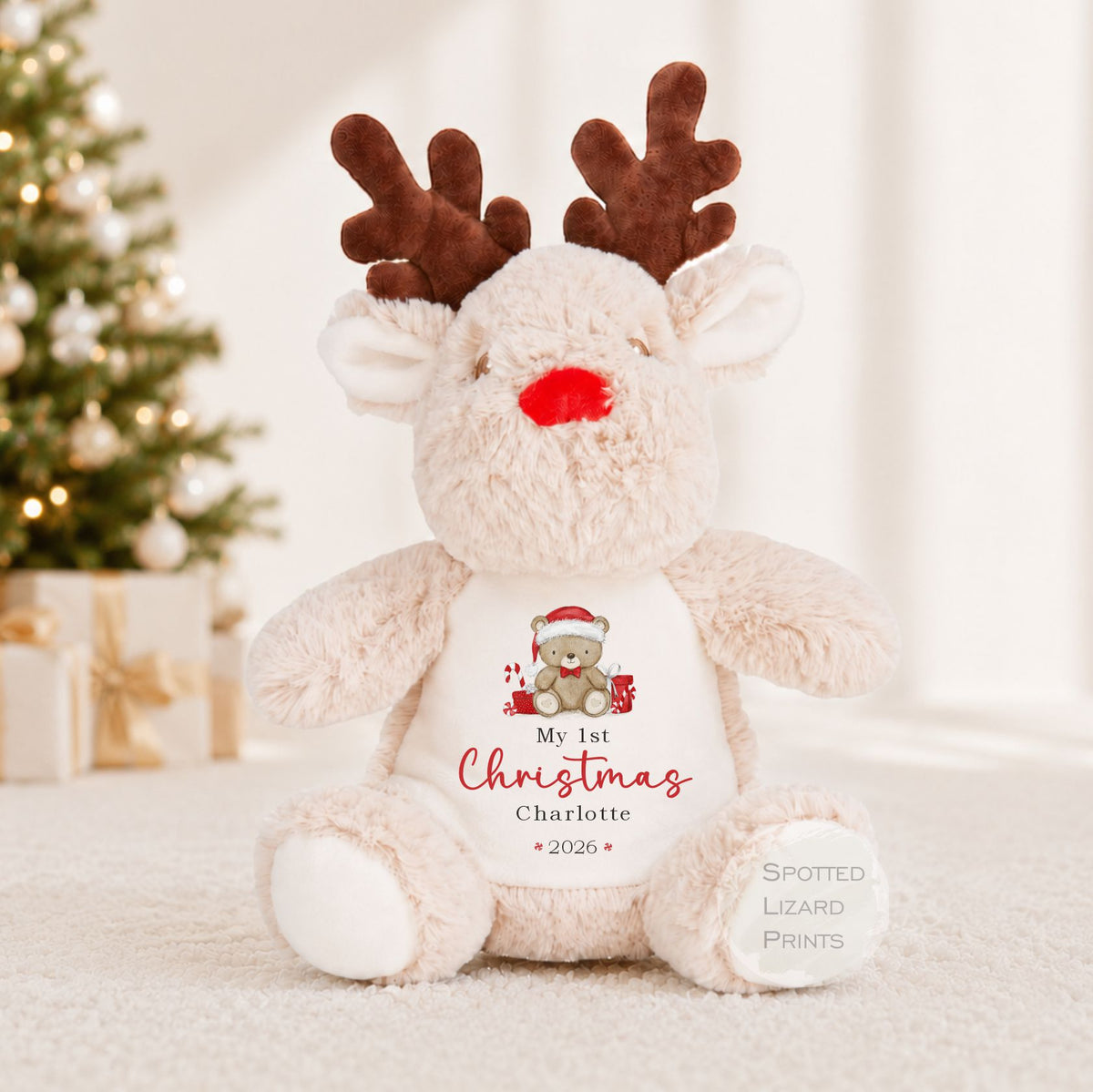 Personalised First Christmas Reindeer Teddy - First Christmas Gift - Baby 1st Christmas Keepsake - Christmas Eve Box  - Teddy