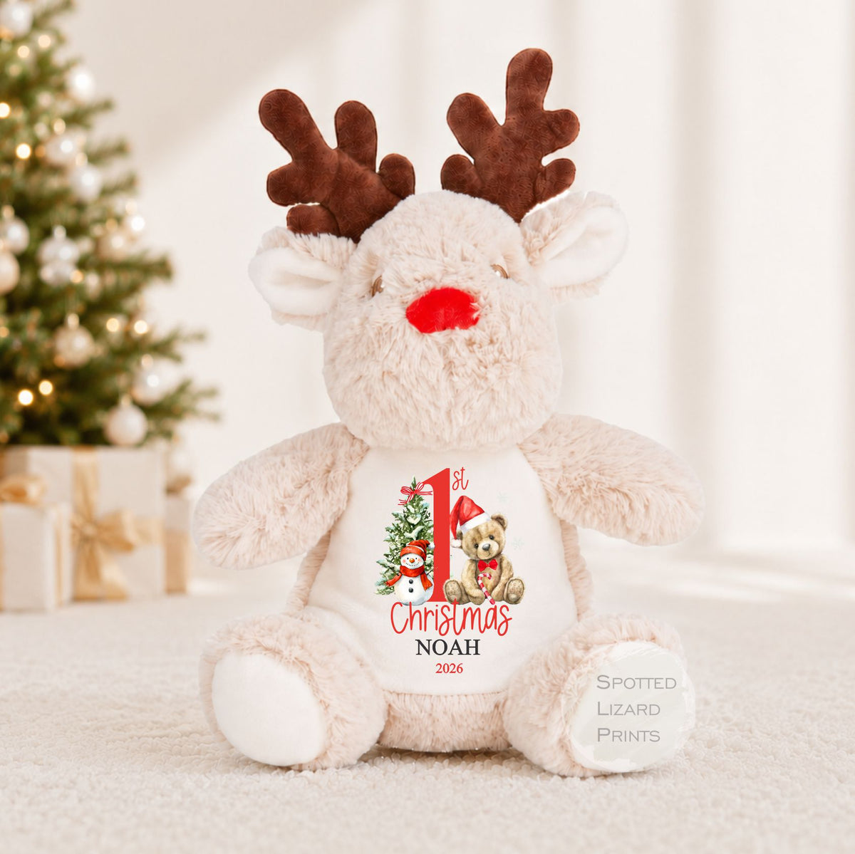 Personalised First Christmas Reindeer Teddy - First Christmas Gift - Baby 1st Christmas Keepsake - Christmas Eve Box  - Personalised Baby Gifts