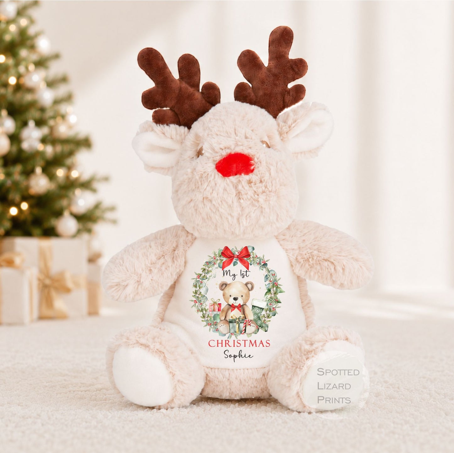 Personalised First Christmas Reindeer Teddy, First Christmas Gift, Baby 1st Christmas Keepsake - Christmas Eve Box My First Christmas Teddy