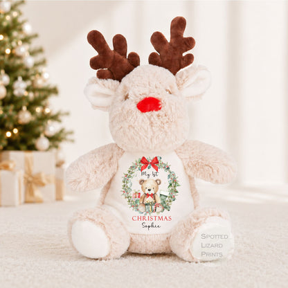 Personalised First Christmas Reindeer Teddy, First Christmas Gift, Baby 1st Christmas Keepsake - Christmas Eve Box My First Christmas Teddy