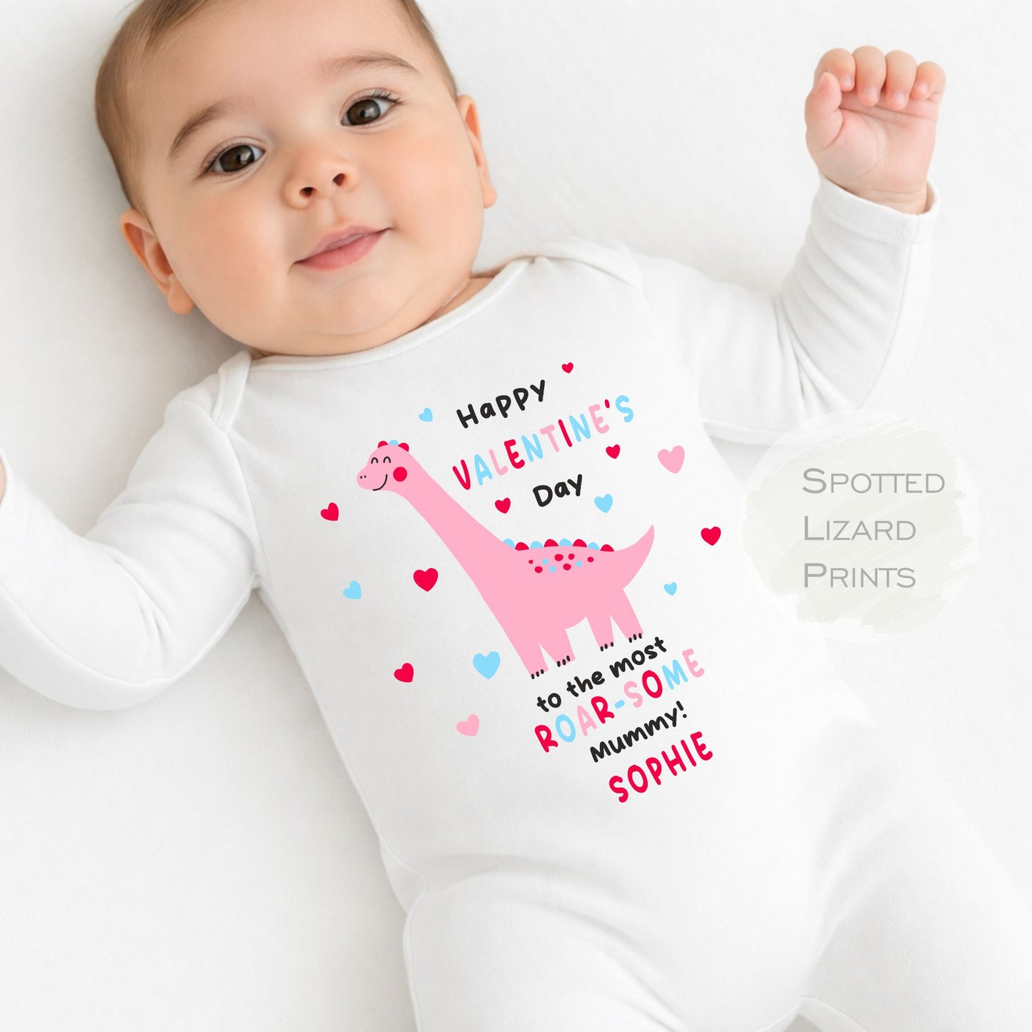 Personalised Mummy Dinosaur Valentine's Day Baby Vest