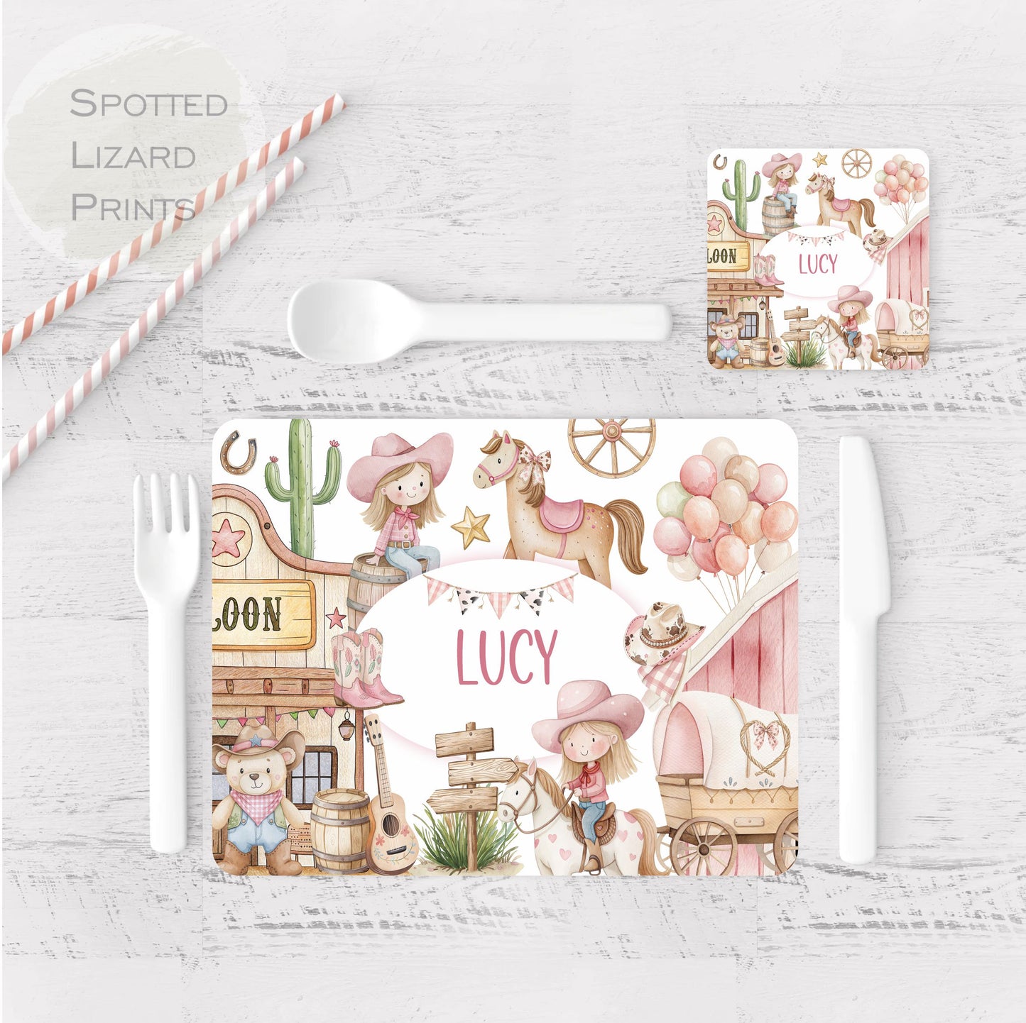 personalised children's placemat and coaster