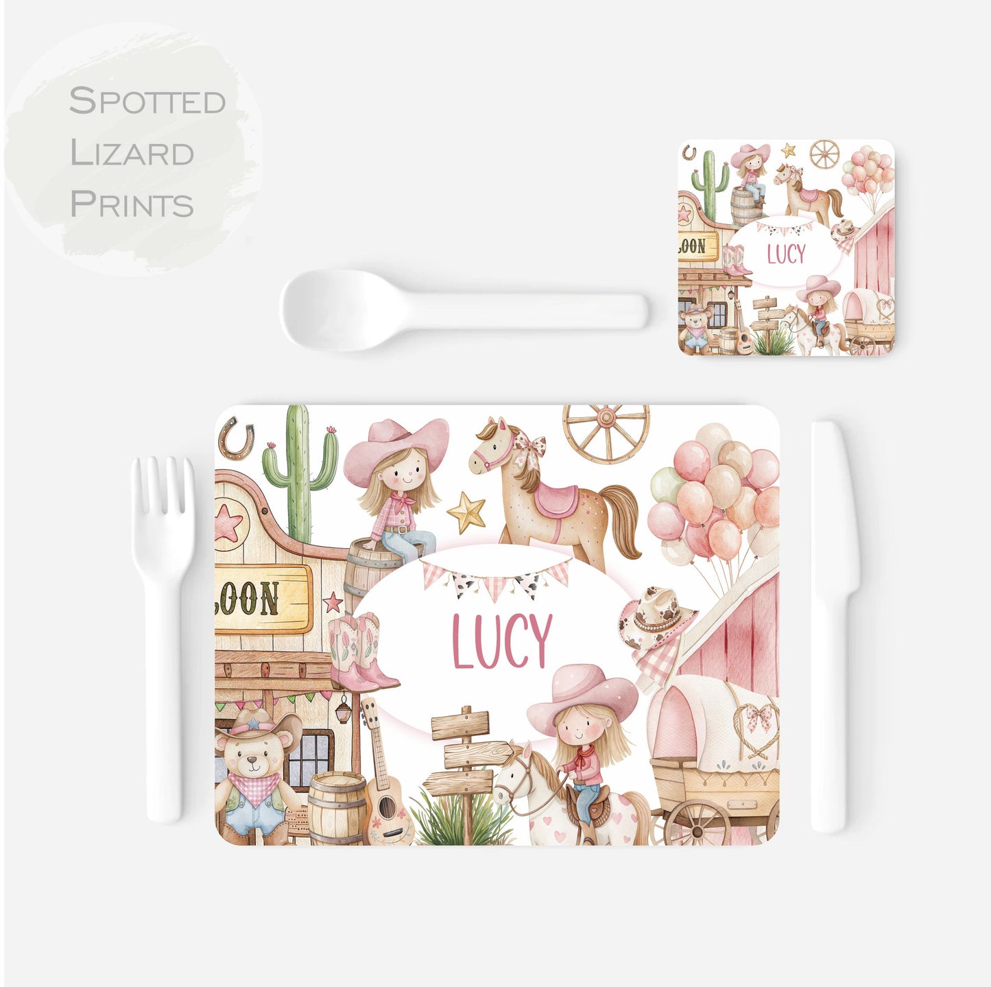 personalised children's placemat and coaster