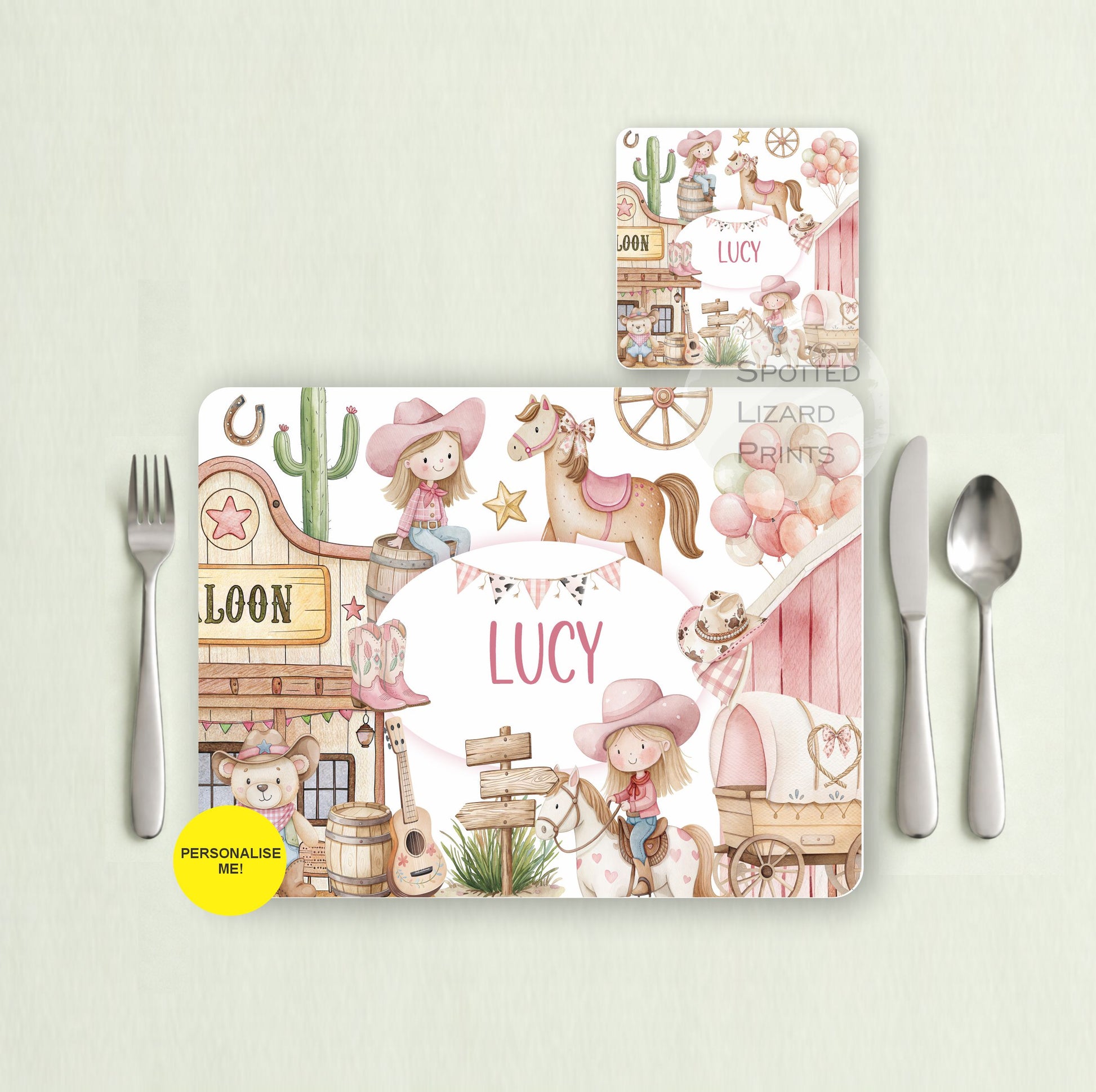 Gift for Kids - Personalised Placemat - Placemat and Coast set - Personalised Tableware - Personalised Coaster - 