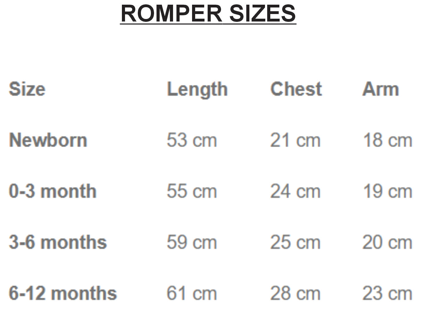 Winnie the Pooh clothing size guide