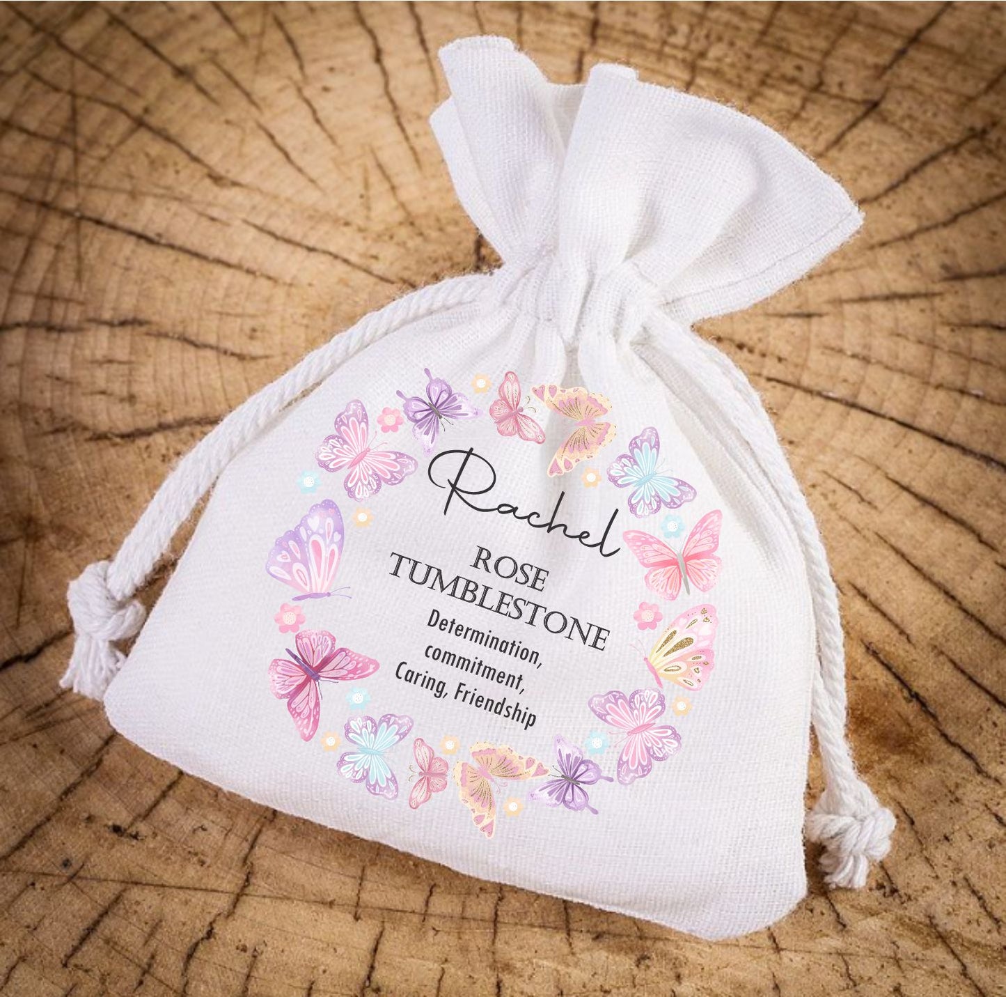 rose tumblestone personalised bag