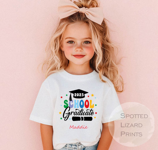 Personalised School Leaver T-shirt, School Graduation t-shirt Class of 2025 Kids T-Shirt