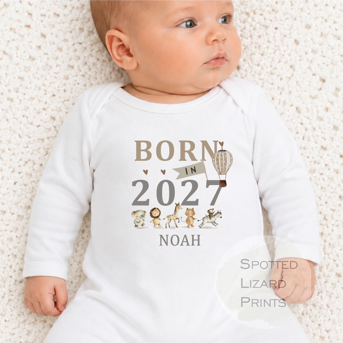 Personalised Born in 2027 Baby Outfit, Custom Name Coming Home Outfit, New Baby Arrival Rompersuit, New Baby Gift Baby Grow Personalised