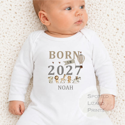 Personalised Born in 2027 Baby Outfit, Custom Name Coming Home Outfit, New Baby Arrival Rompersuit, New Baby Gift Baby Grow Personalised