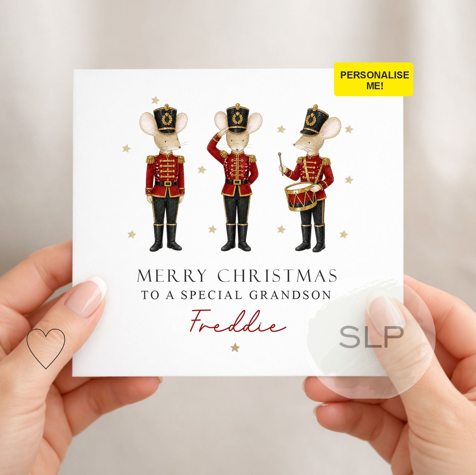 Personalised Son or Grandson Christmas Card | Soldier Mice