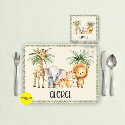 Gift for Kids - Personalised Placemat - Placemat and Coast set - Personalised Tableware - Personalised Coaster - 