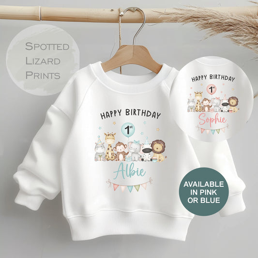 Personalised Safari First Birthday Sweatshirt