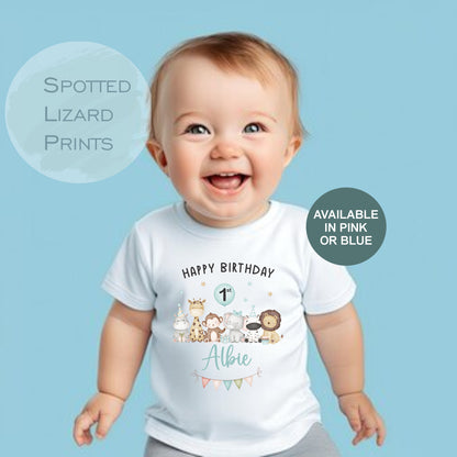 Personalised Safari First Birthday t-shirt