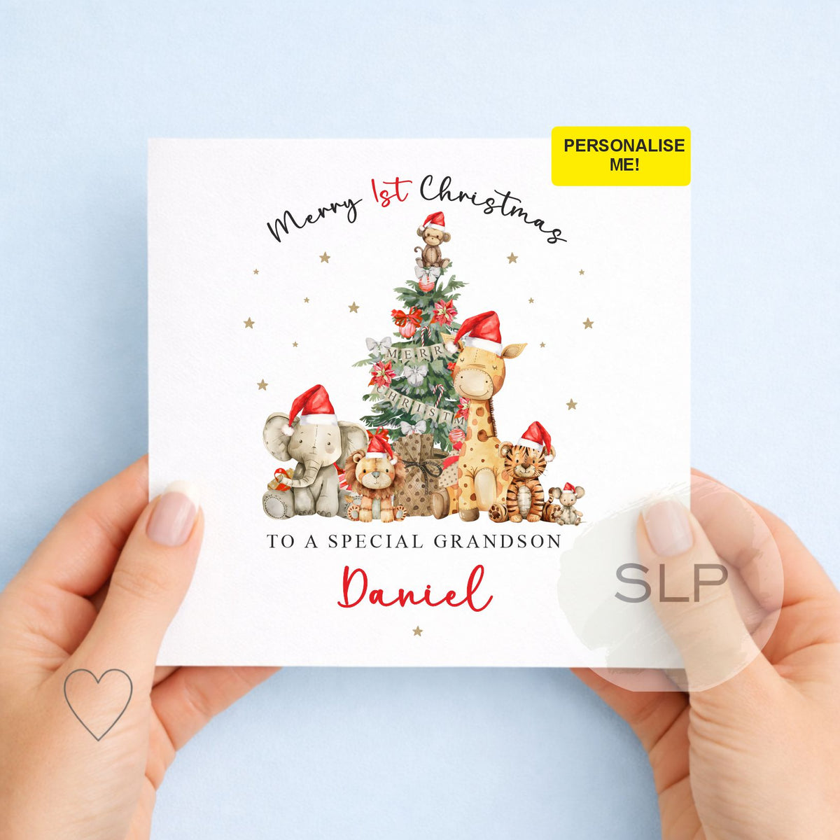 Personalised Baby’s First Christmas Card | Safari Animals