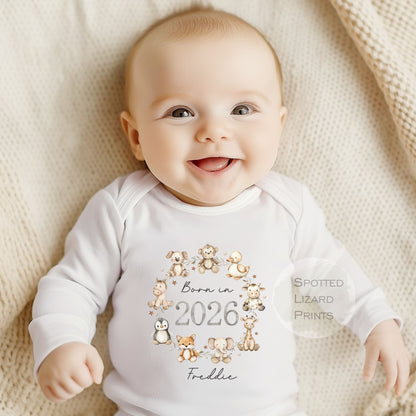 Born in 2026 - Personalised Baby vest - Born in 2026 Baby Grow - Born in 2026 Baby clothes - Born in 2026 sleepsuit - personalised Baby clothes