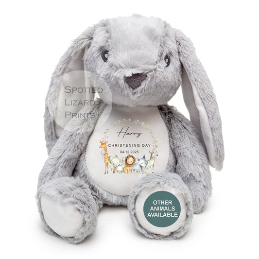 Personalised Christening Teddy - Christening Gift, Big Brother, Little Brother Soft Toy - New Baby Gift - Baby Girl Baby Boy - Personalised Baby gift