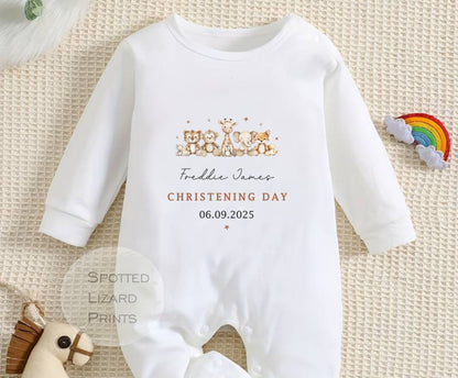 Baby Christening Outfit | Personalised Christening Baptism Naming Day Gift Sleepsuit Vest - New Baby