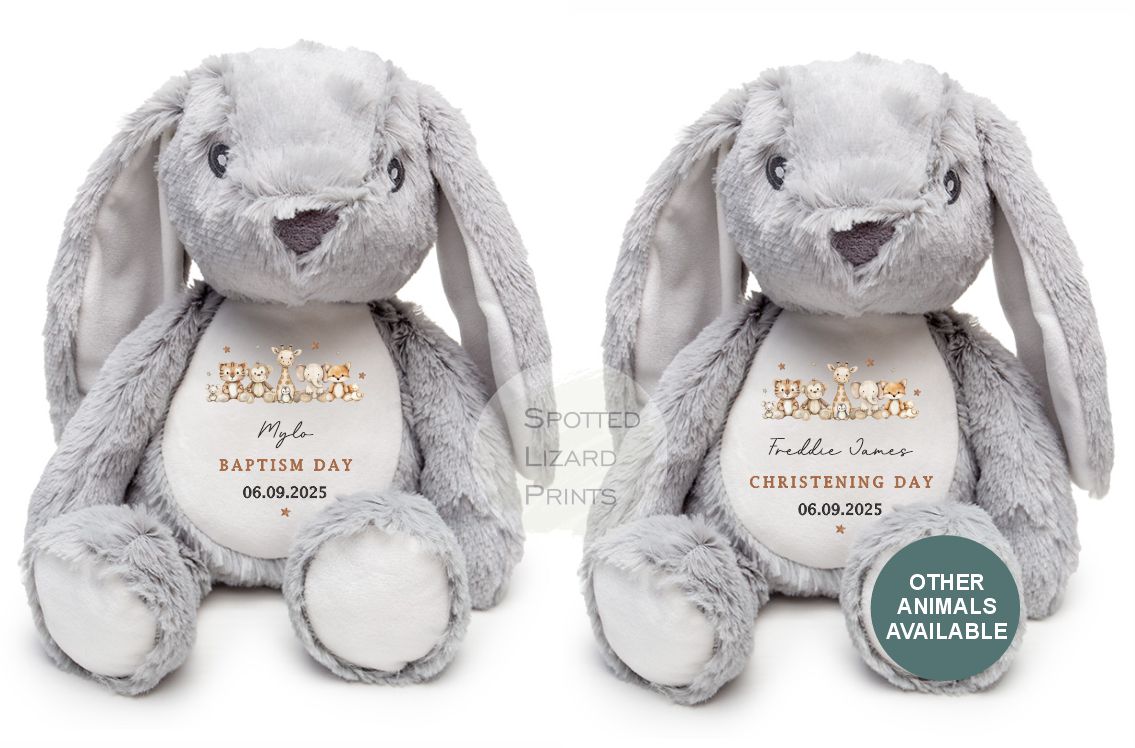 Personalised Christening Teddy - Christening Gift, Big Brother, Little Brother Soft Toy - New Baby Gift - Baby Girl Baby Boy - Higgle Bears