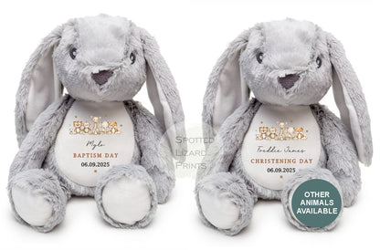 Personalised Christening Teddy - Christening Gift, Big Brother, Little Brother Soft Toy - New Baby Gift - Baby Girl Baby Boy - Higgle Bears