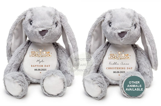 Personalised Christening Teddy - Christening Gift, Big Brother, Little Brother Soft Toy - New Baby Gift - Baby Girl Baby Boy - Higgle Bears