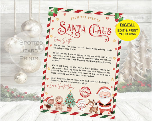 EDITABLE Official Letter from Santa Claus North Pole Mail Christmas Eve Box Editable Template Printable Instant Download, Canva