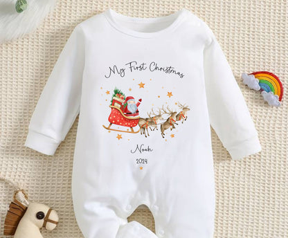 first Christmas santa sleigh baby clothing