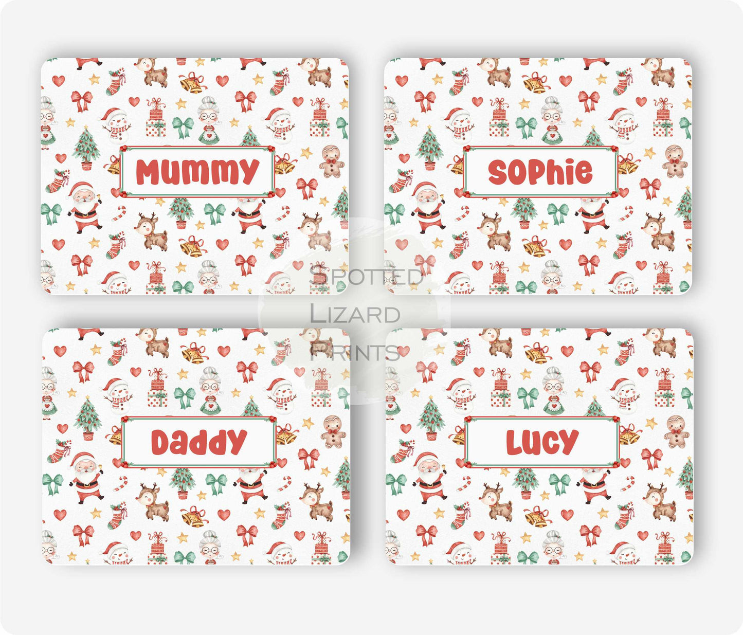 Personalised Christmas Placemat and Coaster Set, Kid's Dinner Set, Christmas gift, Matching Family Christmas Placemats, Christmas Placemat