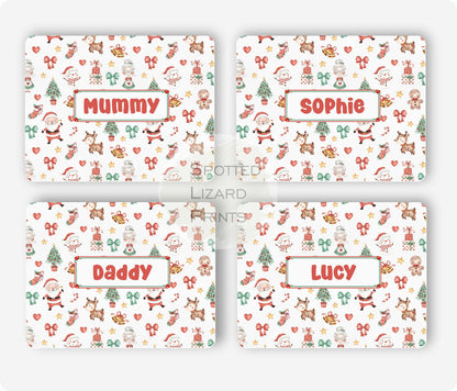 Personalised Christmas Placemat and Coaster Set, Kid's Dinner Set, Christmas gift, Matching Family Christmas Placemats, Christmas Placemat