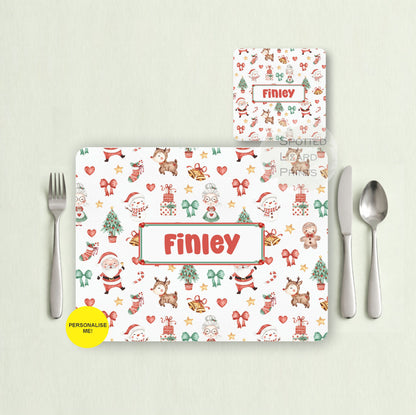 Gift for Kids - Personalised Placemat - Placemat and Coast set - Personalised Tableware - Personalised Coaster - 