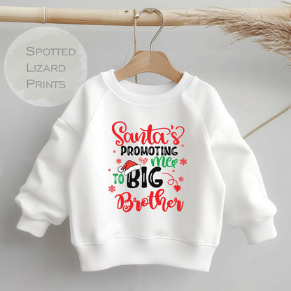 big sister sweatshirt Santa's promoting me to big sister jumper pregnancy reveal christmas baby reveal (Copy)