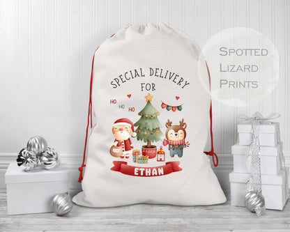 Hand printed Christmas Santa Sack