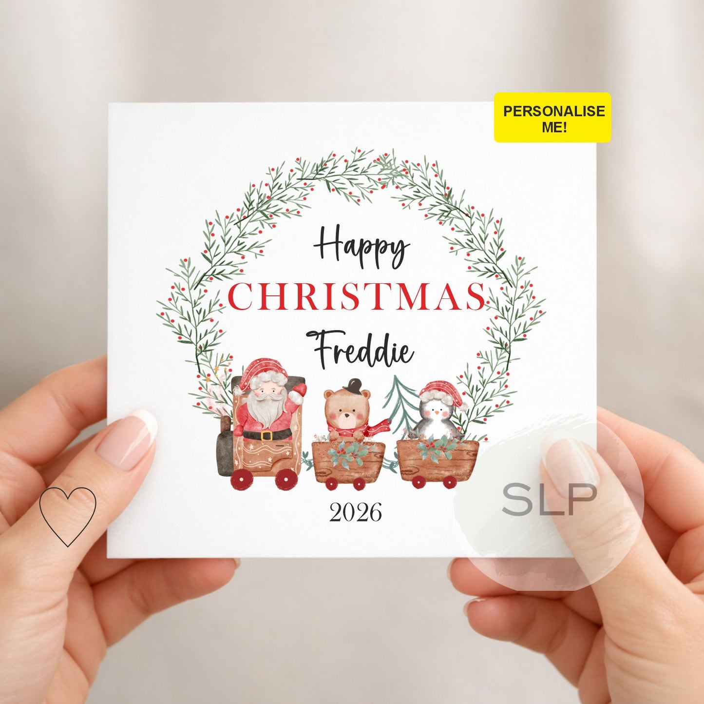 Personalised Christmas Card | Santa Train & Custom Name