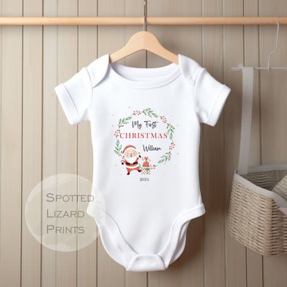 Personalised my first christmas Baby vest