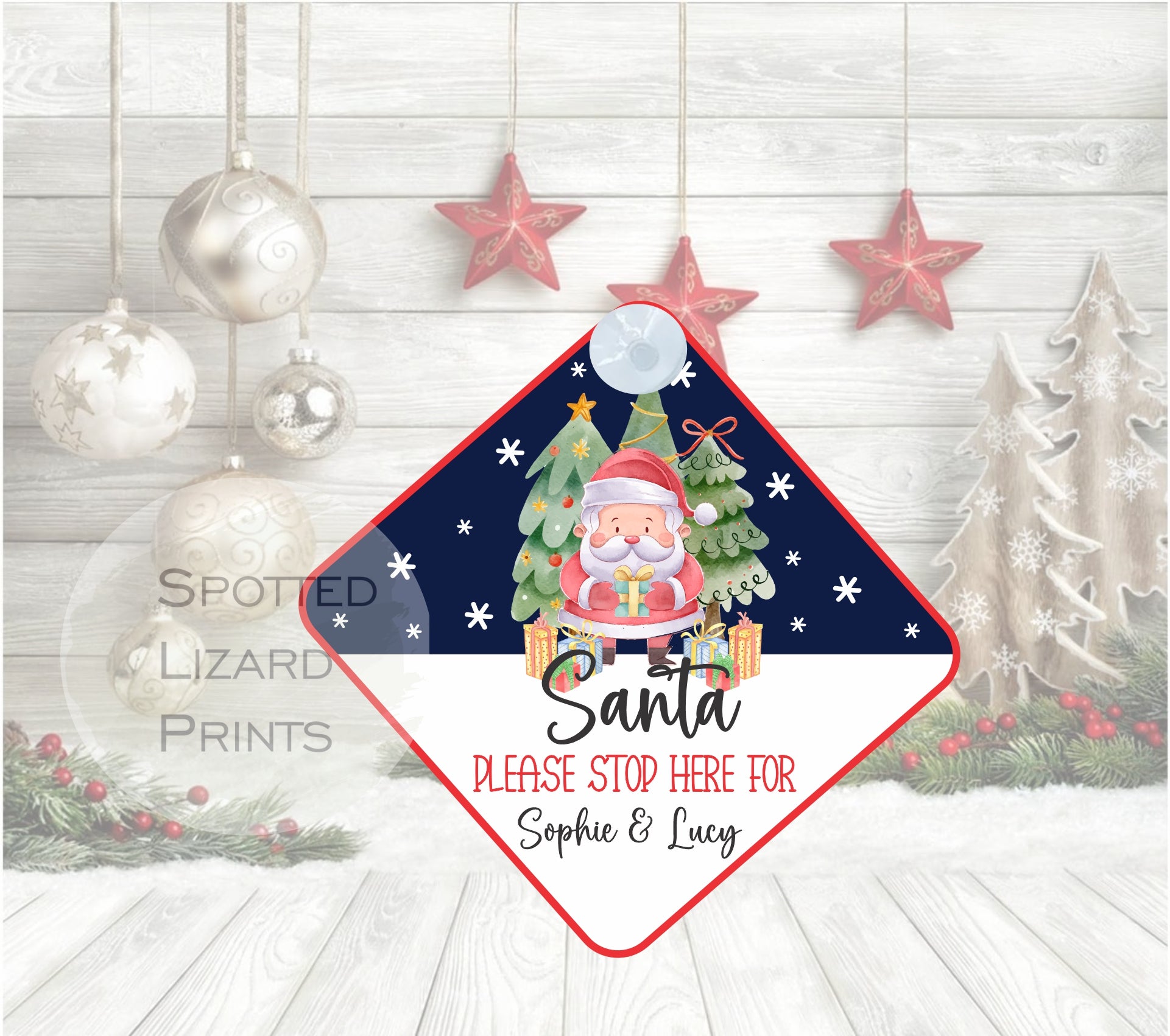 Santa stop here sign