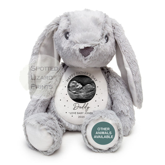 Fathers Day Gift From Bump Bunny Soft Toy - Daddy Teddy Bear - Baby Scan Teddy - Father's Day From Bump - First Father's Day Gift