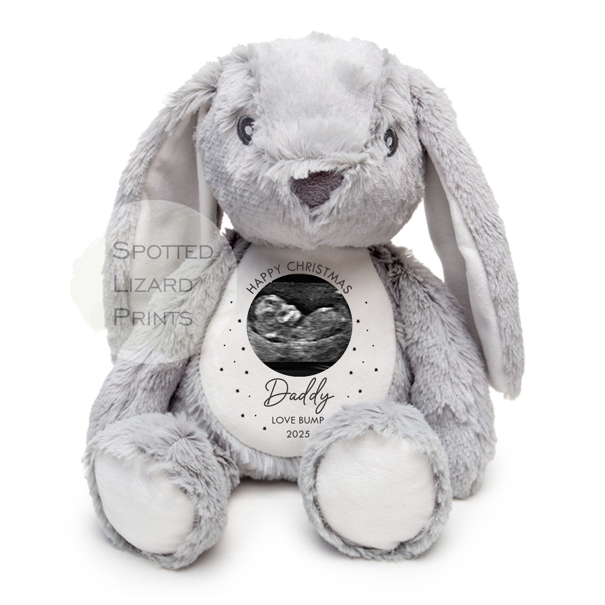 Christmas gift for new born Babies. Personalised soft toy. Baby scan image printed on.