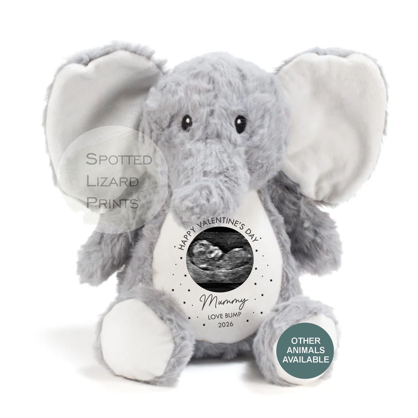 Valentines Day Gift From Bump Bunny Soft Toy - Mummy Teddy Bear - Baby Scan Teddy - Valentine's Day From Bump - Bumps First Valentines Day