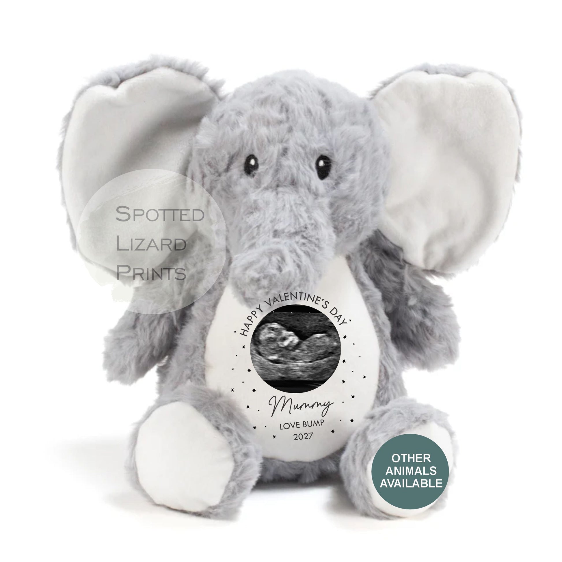 Valentines Day Gift From Bump Bunny Soft Toy - Mummy Teddy Bear - Baby Scan Teddy - Valentine's Day From Bump - Bumps First Valentines Day
